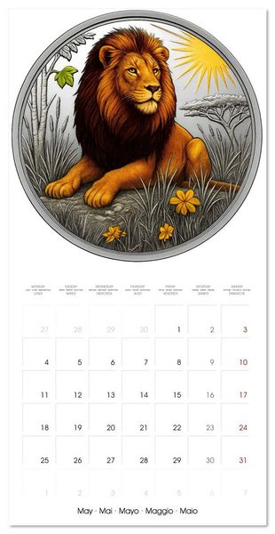 Produktbild: Silver Coin Big Cats (Wall Calendar 2026 12 &times; 12 Inch) CALVENDO 12 Month Wall Calendar
