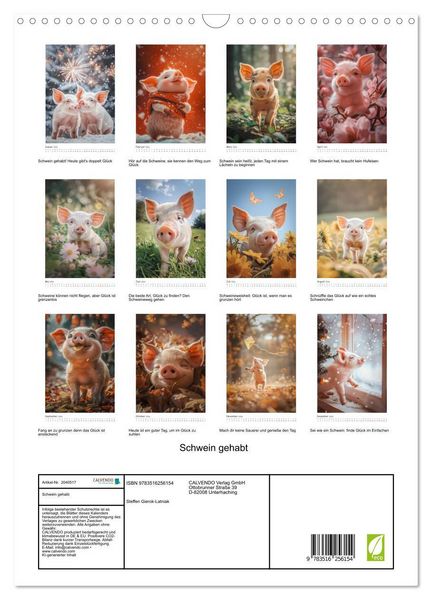 Produktbild: Schwein gehabt (Wandkalender 2026 DIN A3 hoch), CALVENDO Monatskalender