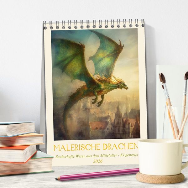 Produktbild: Malerische Drachen (Tischkalender 2026 DIN A5 hoch), CALVENDO Monatskalender