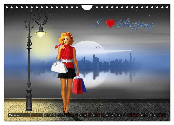 Produktbild: Pin-Up Girls im Retro Style by Mausopardia (Wandkalender 2026 DIN A4 quer), CALVENDO Monatskalender