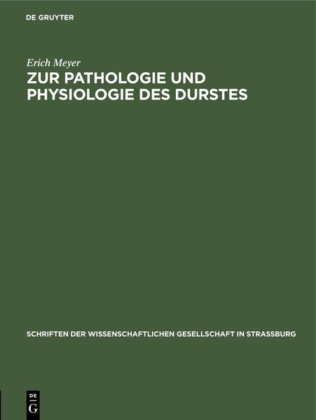 Produktbild: Zur Pathologie und Physiologie des Durstes