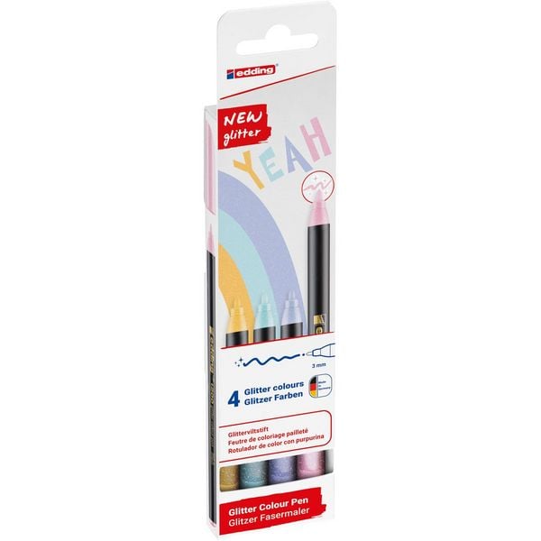 Produktbild: edding 1200 glitzer Fasermaler 4er Set pastell