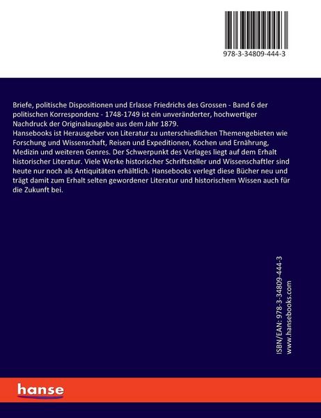 Produktbild: Briefe, politische Dispositionen und Erlasse Friedrichs des Grossen