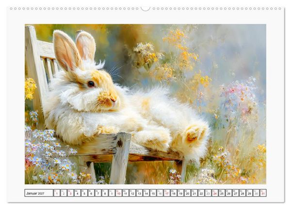 Produktbild: Kaninchen. Flauschige Hoppler im Garten (Wandkalender 2027 DIN A2 quer), CALVENDO Monatskalender