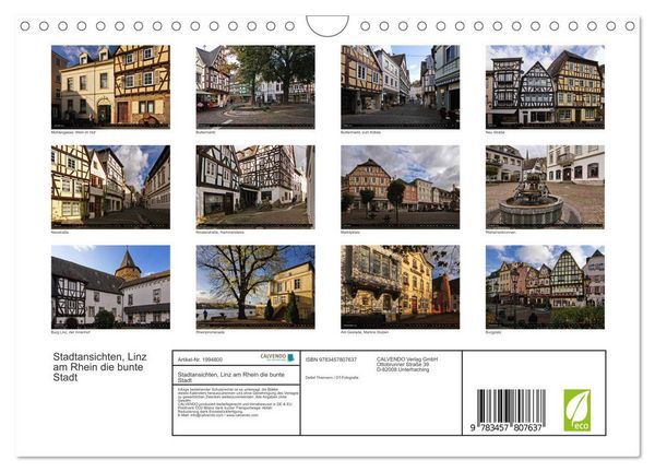 Produktbild: Stadtansichten, Linz am Rhein die bunte Stadt (Wandkalender 2026 DIN A4 quer), CALVENDO Monatskalender