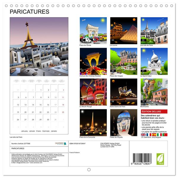 Produktbild: PARICATURES (Calendrier mural carr&eacute; 2026 30x30 cm) Calendrier double avec une page pour vos prises de notes