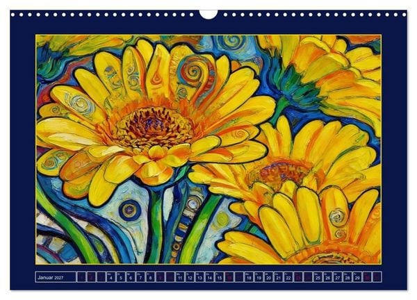 Produktbild: Bl&uuml;ten im verspielten Jugendstil (Wandkalender 2027 DIN A3 quer), CALVENDO Monatskalender