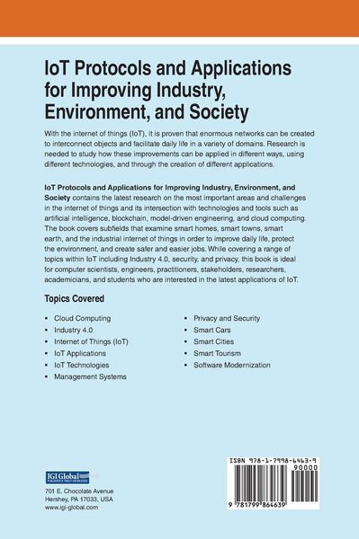 Produktbild: IoT Protocols and Applications for Improving Industry, Environment, and Society