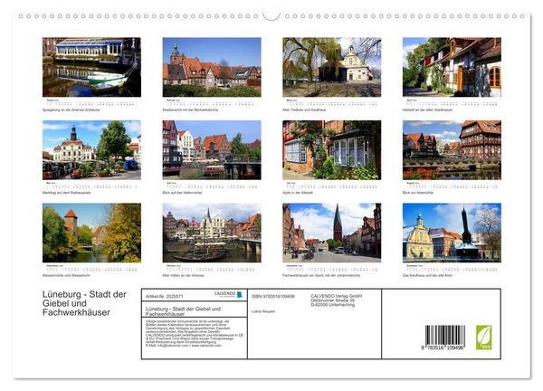 Produktbild: L&uuml;neburg - Stadt der Giebel und Fachwerkh&auml;user (hochwertiger Premium Wandkalender 2026 DIN A2 quer), Kunstdruck in Hochglanz