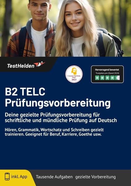 B2 TELC Prüfungsvorbereitung, Taschenbuch von Tom Wenk, TestHelden, 978-3-9881729-6-9