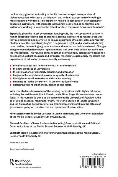 Produktbild: The Marketisation of Higher Education and the Student as Consumer