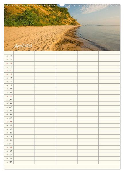 Produktbild: R&uuml;gen - Urlaubsparadies an der Ostsee - Familienplaner (Wandkalender 2026 DIN A2 hoch), CALVENDO Monatskalender