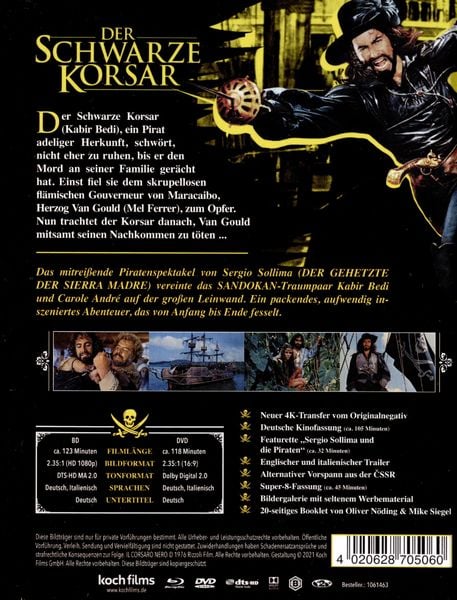 Produktbild: Der schwarze Korsar - Mediabook (+ Blu-ray) [2 DVDs]