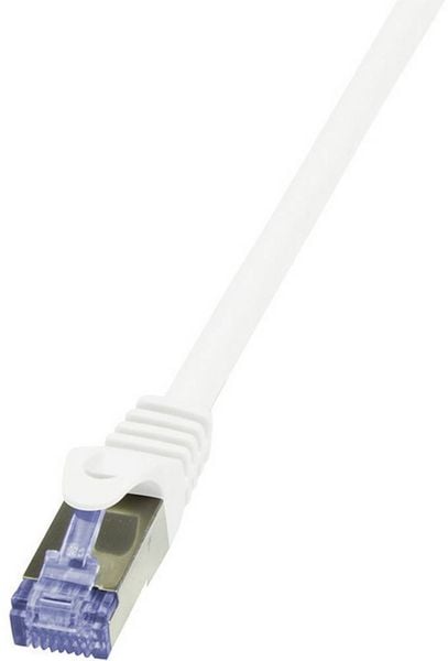 LogiLink CQ3051S RJ45 Netzwerkkabel, Patchkabel CAT 6a S/FTP 2.00 m Weiß Flammwidrig, mit Rastnasenschutz 1 St.