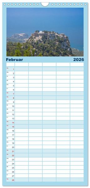 Produktbild: Familienplaner 2026 - Rhodos - Traumhafter S&uuml;den mit 5 Spalten (Wandkalender, 21 x 45 cm) CALVENDO