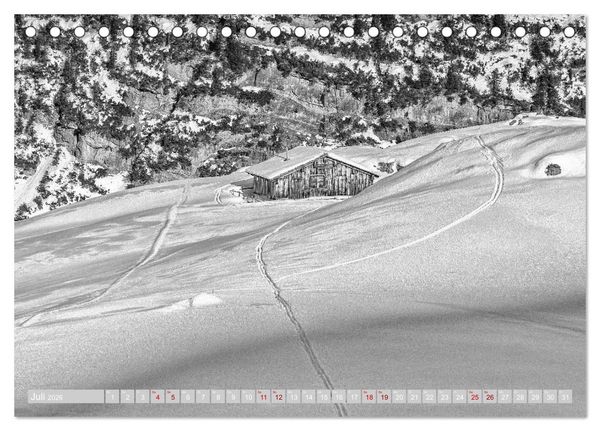 Produktbild: Arlberg black and white (Tischkalender 2026 DIN A5 quer), CALVENDO Monatskalender