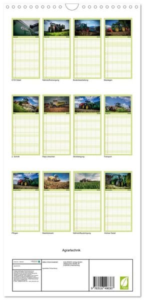 Produktbild: Familienplaner 2026 - Agrartechnik mit 5 Spalten (Wandkalender, 21 x 45 cm) CALVENDO