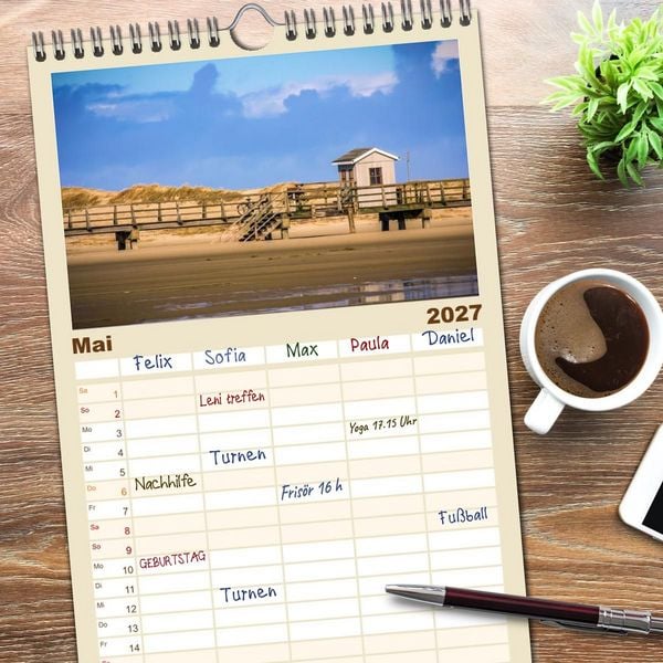 Produktbild: Familienplaner 2027 - Sankt Peter-Ording - Str&auml;nde, D&uuml;nen, Weite mit 5 Spalten (Wandkalender, 21 x 45 cm) CALVENDO