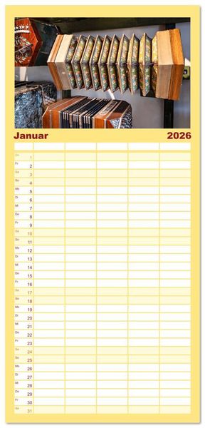 Produktbild: Familienplaner 2026 - Concertina und Bandoneon mit 5 Spalten (Wandkalender, 21 x 45 cm) CALVENDO