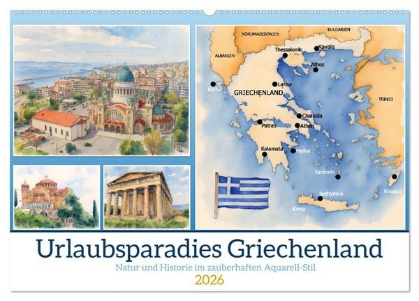 Produktbild: Urlaubsparadies Griechenland (Wandkalender 2026 DIN A2 quer), CALVENDO Monatskalender