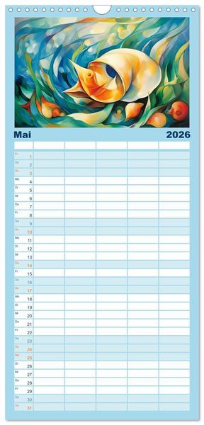 Produktbild: Familienplaner 2026 - Unterwasserwelt, bunt und wundersch&ouml;n mit 5 Spalten (Wandkalender, 21 x 45 cm) CALVENDO