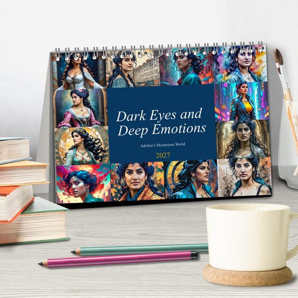Produktbild: Dark Eyes and Deep Emotions, Adelina&rsquo;s Mysterious World (Desk Calendar 2027 DIN A5 landscape), CALVENDO 12 Month DeskCalendar
