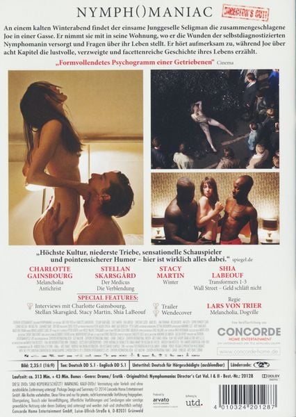 Produktbild: Nymphomaniac Vol. 1&2 [DC] [2 DVDs]