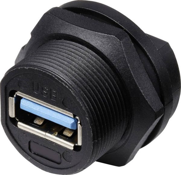 USB 3.0-Buchse für rückseitige Montage auf Leiterplatten IP67 (mit Gewinde) TC-E13T-FU3-PPF TC-13543576 TRU COMPONENTS Inhalt: 1 St.