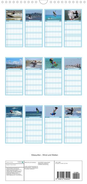 Produktbild: Familienplaner Kitesurfen - Wind und Wellen (Wandkalender 2022 , 21 cm x 45 cm, hoch)