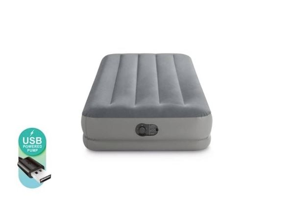 Produktbild: Intex 64112 TWIN DURA-BEAM PRESTIGE AIRBED W/FASTFILL USB PUMP Luftbett (L x B x H) 1910 x 990 x 300 mm Grau