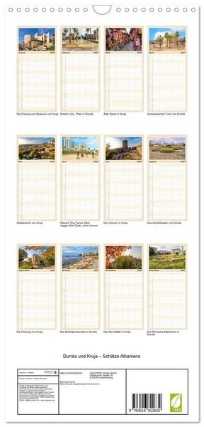 Produktbild: Familienplaner 2027 - Durr&euml;s und Kruja &ndash; Sch&auml;tze Albaniens mit 5 Spalten (Wandkalender, 21 x 45 cm) CALVENDO
