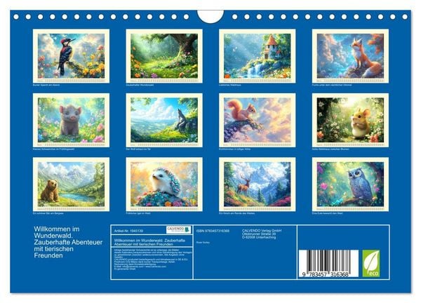 Produktbild: Willkommen im Wunderwald. Zauberhafte Abenteuer mit tierischen Freunden (Wandkalender 2026 DIN A4 quer), CALVENDO Monatskalender