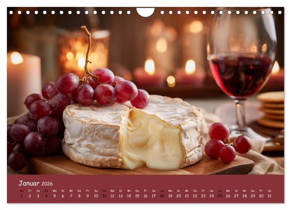 Produktbild: K&auml;sekalender - mit Gourmet K&auml;se und Platten durchs Jahr (Wandkalender 2026 DIN A4 quer), CALVENDO Monatskalender