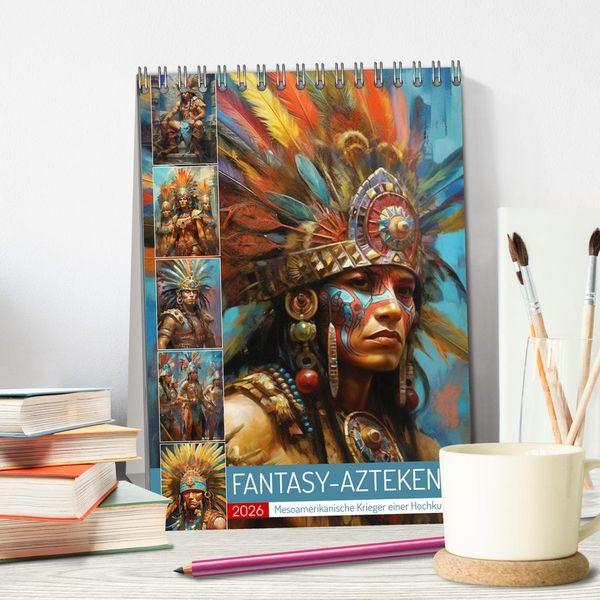 Produktbild: Fantasy-Azteken. Mesoamerikanische Krieger einer Hochkultur (Tischkalender 2026 DIN A5 hoch), CALVENDO Monatskalender