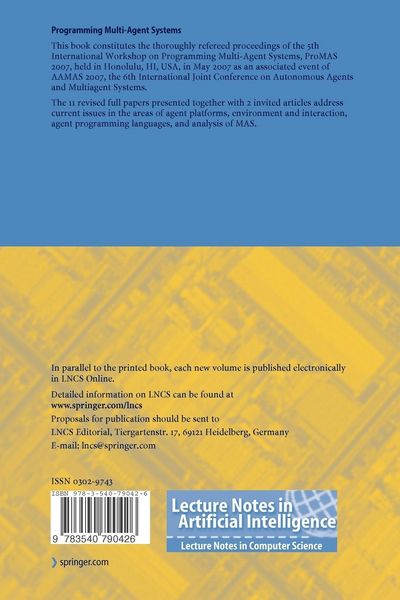 Produktbild: Programming Multi-Agent Systems