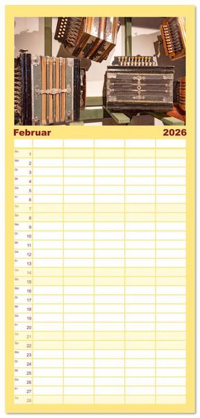 Produktbild: Familienplaner 2026 - Concertina und Bandoneon mit 5 Spalten (Wandkalender, 21 x 45 cm) CALVENDO