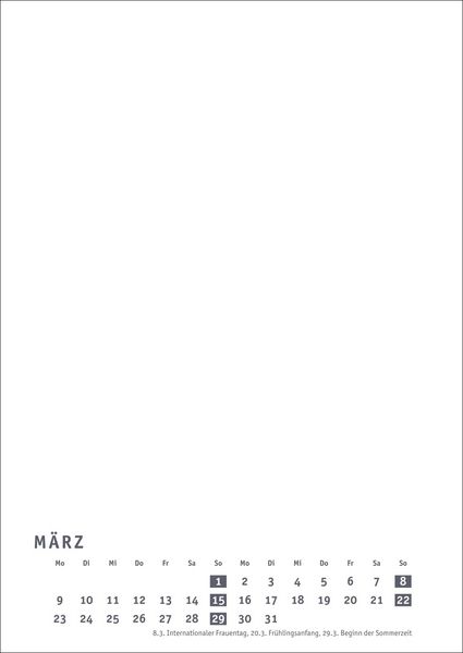 Produktbild: Premium-Bastelkalender weiß A4 2026
