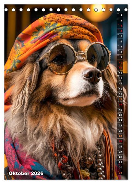Produktbild: Stylische Hunde (Tischkalender 2026 DIN A5 hoch), CALVENDO Monatskalender