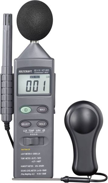 Produktbild: VOLTCRAFT DT 8820 Temperatur-Messger&auml;t -20 - +750 &deg;C F&uuml;hler-Typ K Multifunktions-Umweltmessger&auml;t 4in1