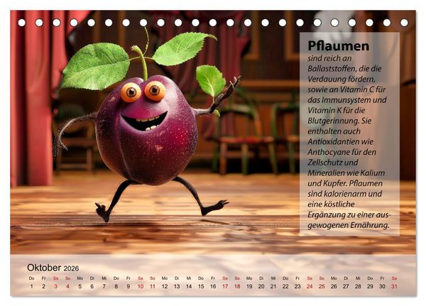 Produktbild: Tanzende Fr&uuml;chtchen (Tischkalender 2026 DIN A5 quer), CALVENDO Monatskalender