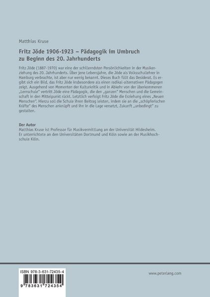Produktbild: Fritz J&ouml;de 1906-1923 &ndash; P&auml;dagogik im Umbruch zu Beginn des 20. Jahrhunderts