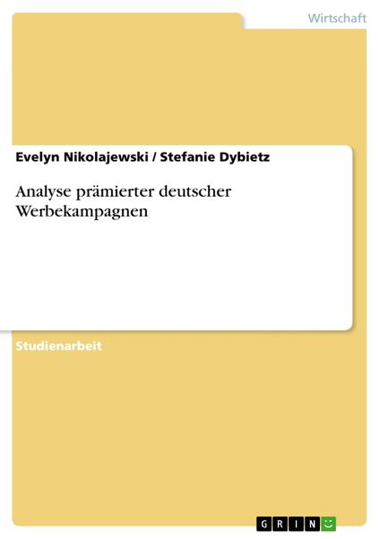 Produktbild: Analyse pr&auml;mierter deutscher Werbekampagnen