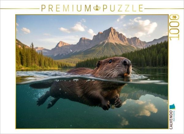 CALVENDO Puzzle In schönsten Gewässern zu Hause - Biber in Bergsee | 1000 Teile Lege-Größe 64x48cm Foto-Puzzle für glückliche Stunden