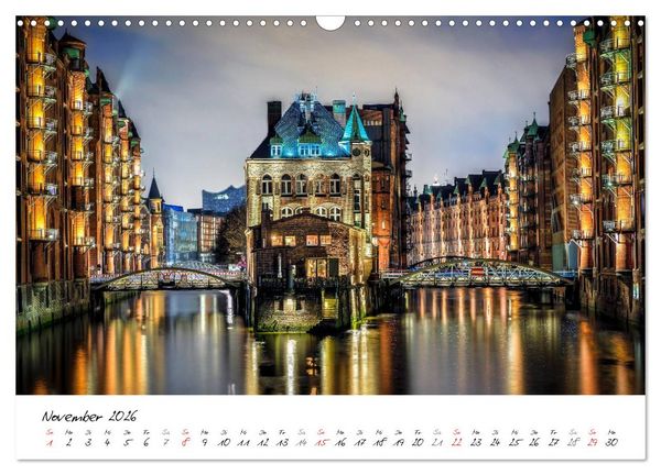 Produktbild: Mit Hamburg durchs Jahr 2026 (Wandkalender 2026 DIN A3 quer), CALVENDO Monatskalender