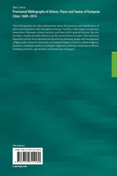 Produktbild: Provisional Bibliography of Atlases, Floras and Faunas of European Cities: 1600&ndash;2014
