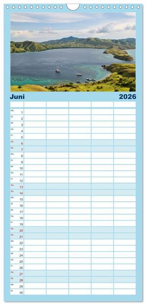 Produktbild: Familienplaner 2026 - Indonesien - Ein atemberaubender Inselstaat. mit 5 Spalten (Wandkalender, 21 x 45 cm) CALVENDO
