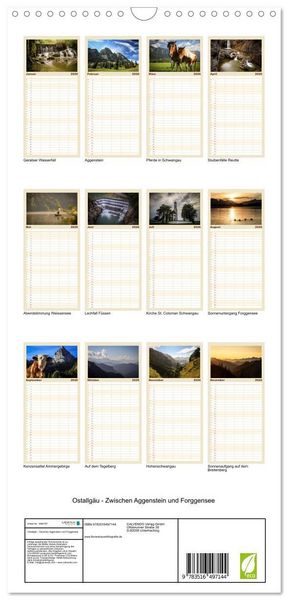 Produktbild: Familienplaner 2026 - Ostallg&auml;u - Zwischen Aggenstein und Forggensee mit 5 Spalten (Wandkalender, 21 x 45 cm) CALVENDO