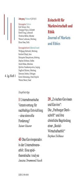 Produktbild: Unternehmerische Verantwortung f&uuml;r nachhaltige Entwicklung - eine sinnvolle Forderung? "Zwischen Gewissen und Gewinn": Die "Freiburger Denkschrift" un