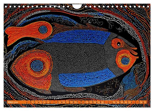 Produktbild: Traumzeit - KI-generierte Aborigine-Kunst aus dem Herzen Australiens (Wandkalender 2026 DIN A4 quer), CALVENDO Monatskalender