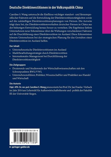 Produktbild: Deutsche Direktinvestitionen in der Volksrepublik China